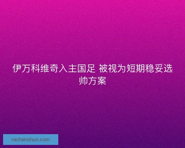 伊万科维奇入主国足 被视为短期稳妥选帅方案